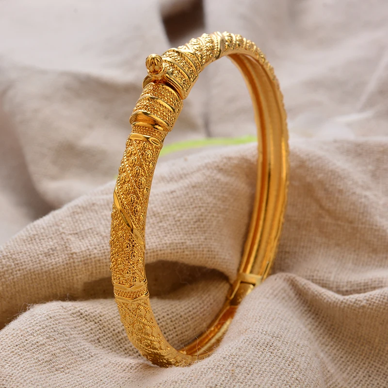 Luxury Vintage Gold Plated Bangles For Women Girls  Arabia Bridal Wedding Jewelry Gifts