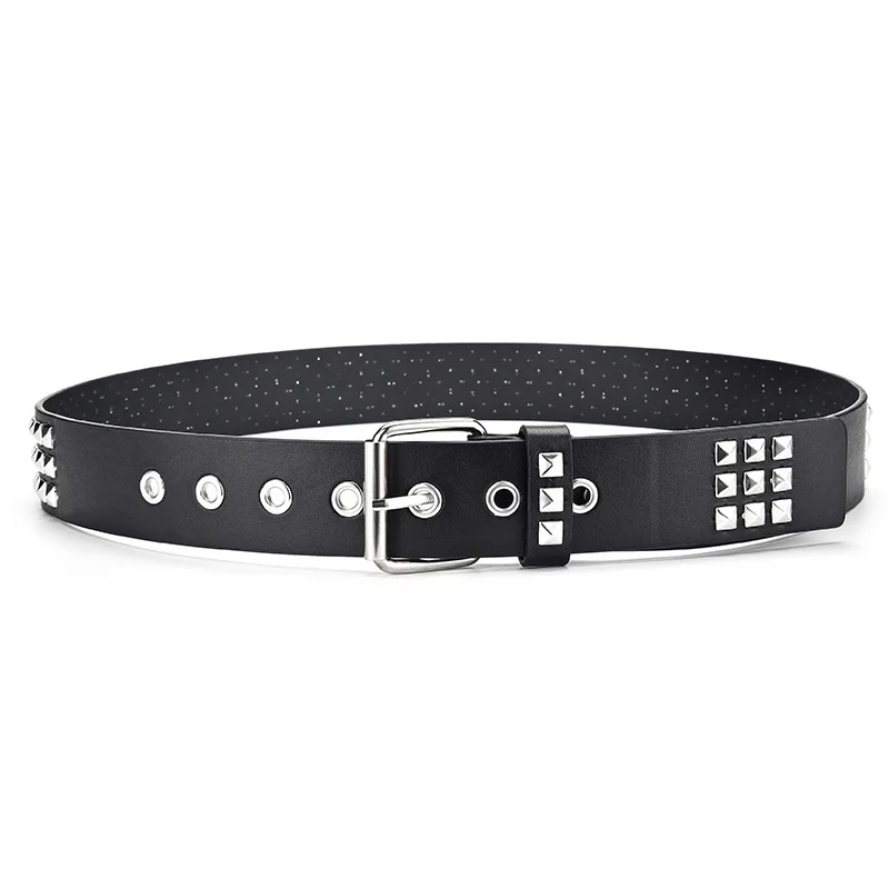 Neuer quadratischer Perlen-Nietengürtel für Damen, Heavy-Metal-Gürtel für Männer und Frauen, Y2K europäischer und amerikanischer Punk-Rock-Jeansgürtel. – Detail 1