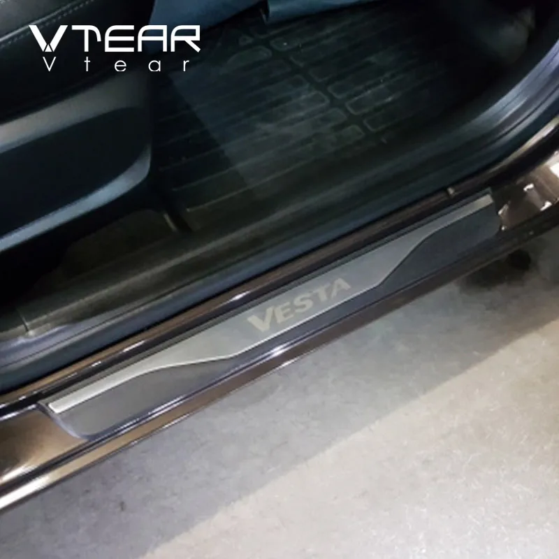 Vtear Door Sill Scuff Plate Guard Pedal Protector Doorstep Threshold Cover Accessories Parts For Lada Vesta SW Cross 2015-2019