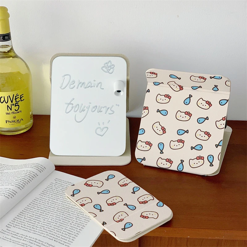 Desktop Makeup Mirror Solid Color Sanrio Simple Portable Handheld Makeup Mirror Student Compact Cute Pocket Mirror image 3