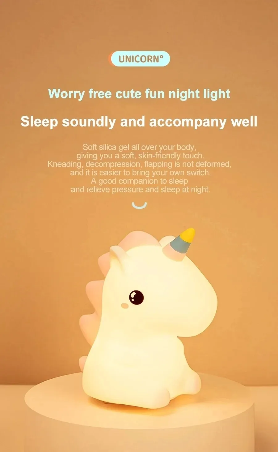 GGbingo Silicone Rabbit LED Night Light with Touch Sensor Cute Animal Table Lamp for Bedroom Decor Gift for Kids Baby Child Home
