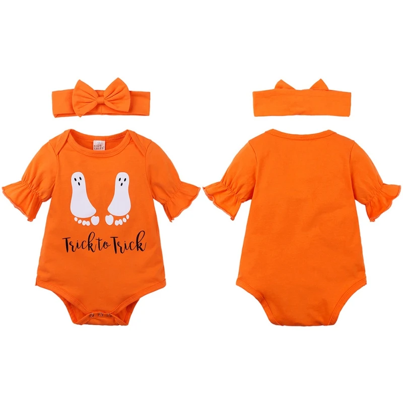 

Halloween Newborn Baby Girl Romper Long Sleeved Bodysuit with Headband Autumn & Winter Onesie Outfit Clothing for Baby 0-12 M