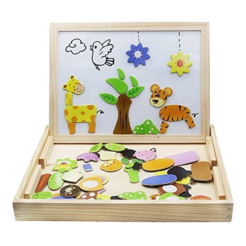 Cavalletto artistico per bambini in legno Giocattoli per bambini in legno Cavalletto magnetico Puzzle in legno per bambini Giochi Miglior regalo per ragazzi Ragazze Bambini