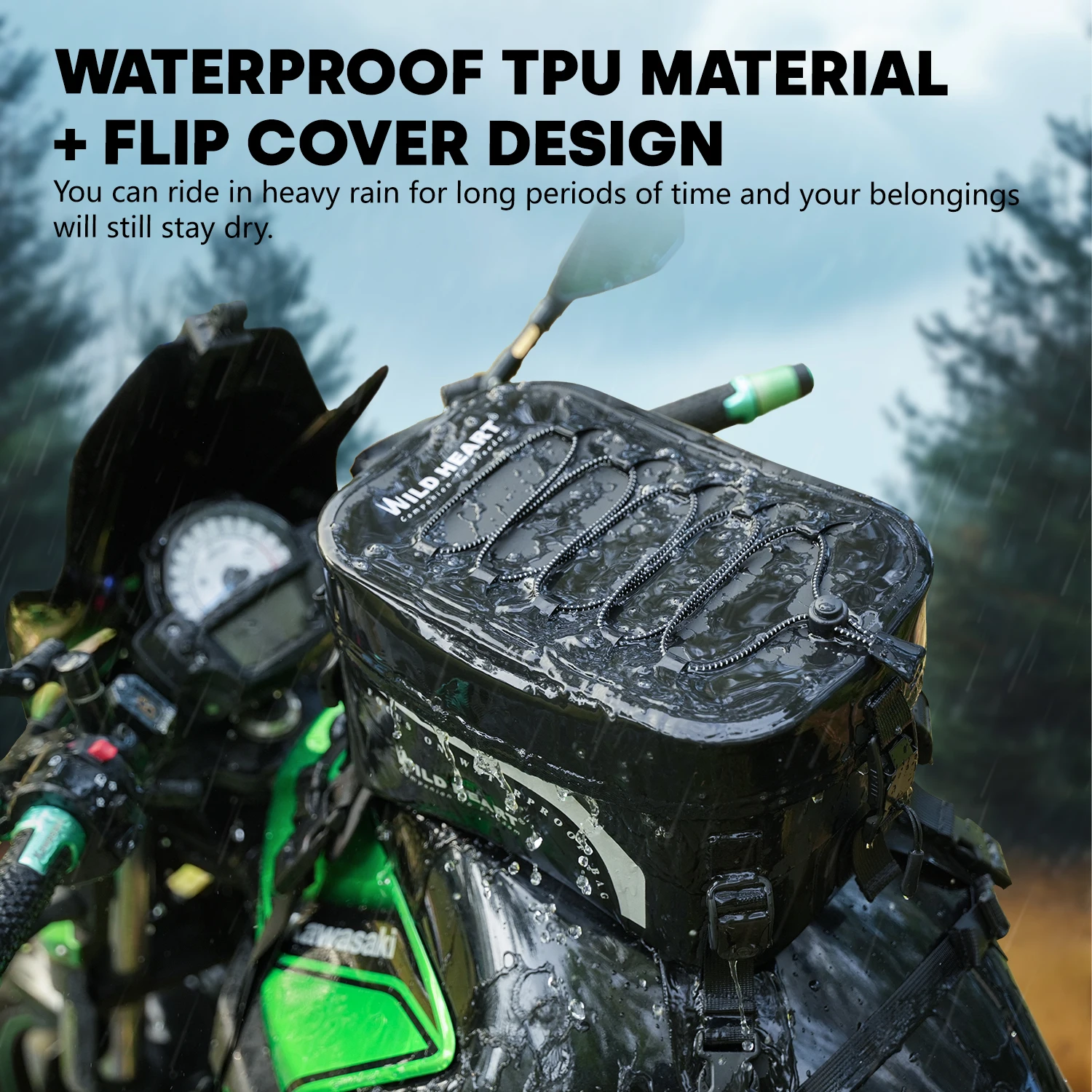 

WILD HEART 8L Large Capacity Fully Waterproof Motorcycle Tank Bag Universal Expandable Bag for Motorbike Touring