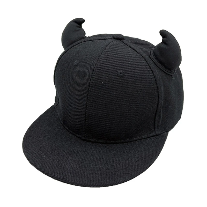 Unisex Solid Color Baseball Cap Devil Horn Decor Sunproof Hat for Spring Summer Adult Outdoor Adjustable Cycling Hat