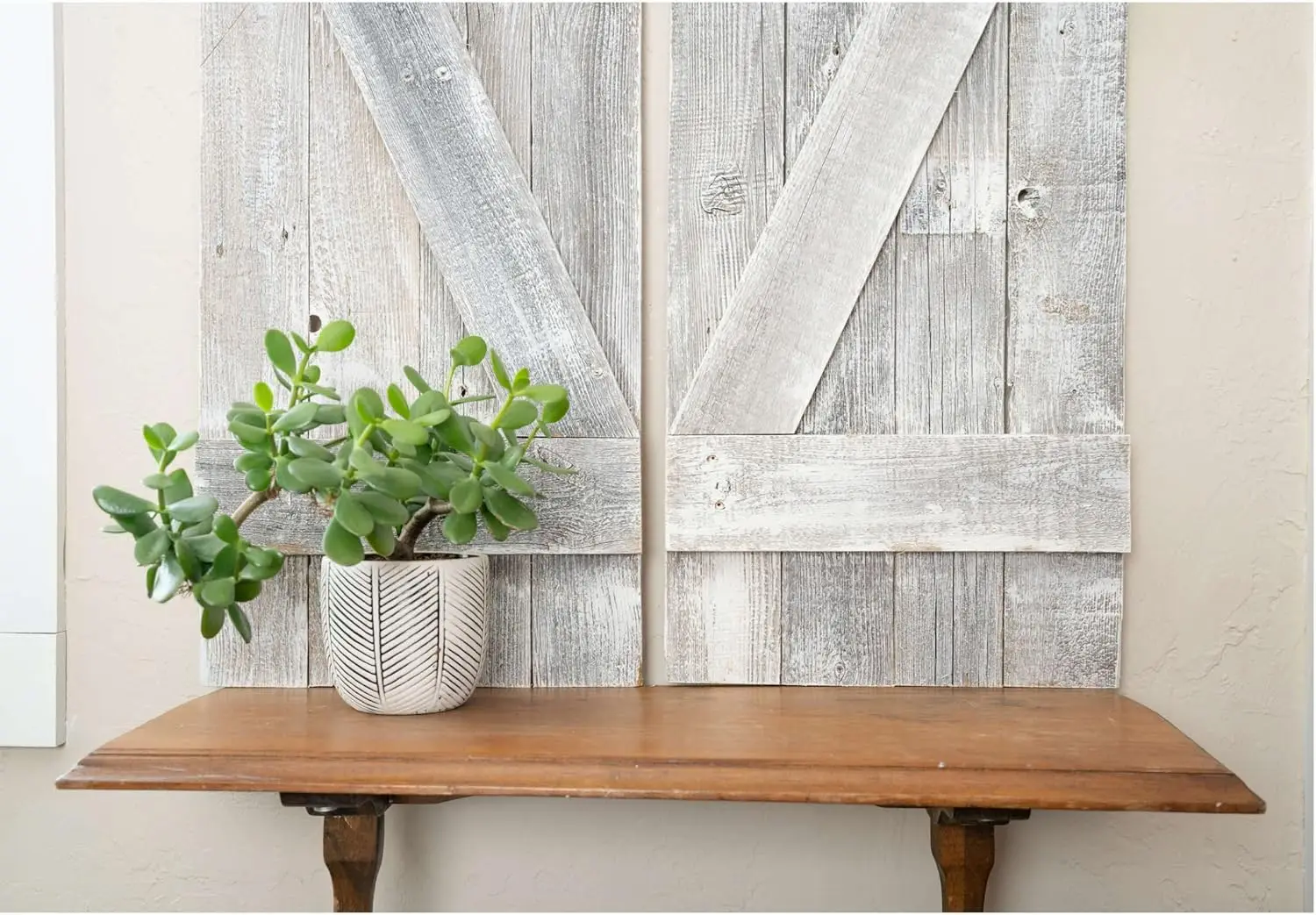 Decorative Shutters Set of 2 | Rustic Farmhouse Window Shutters with Traditional Barn Look Z Pattern | Made from Rec