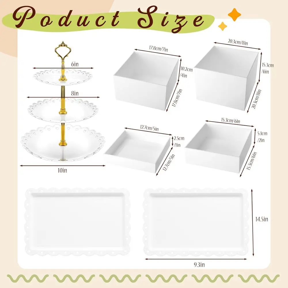 4 Pcs Buffet Risers with Cupcake Stand Holder Serving Tray, Food Risers for Buffet Table, Display Stand Catering Dessert Collect