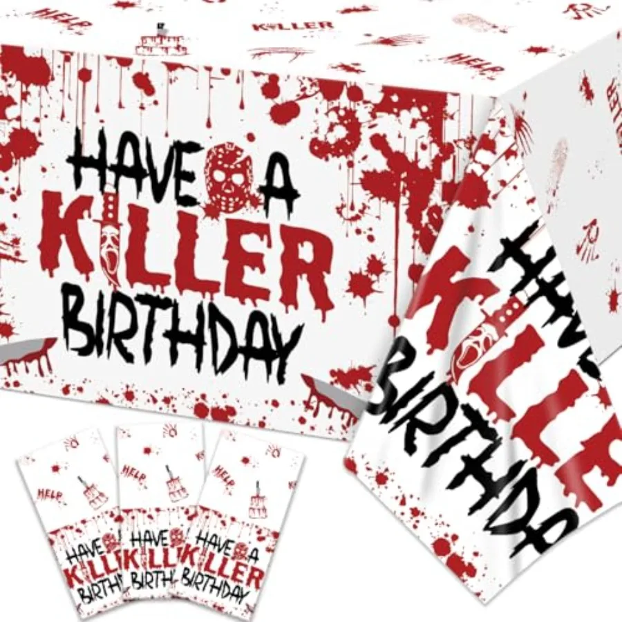 3 قطعة زينة حفلة عيد الهالوين عيد ميلاد مفارش المائدة لديها غطاء طاولة قاتل مستطيل من البلاستيك مخيف Bl