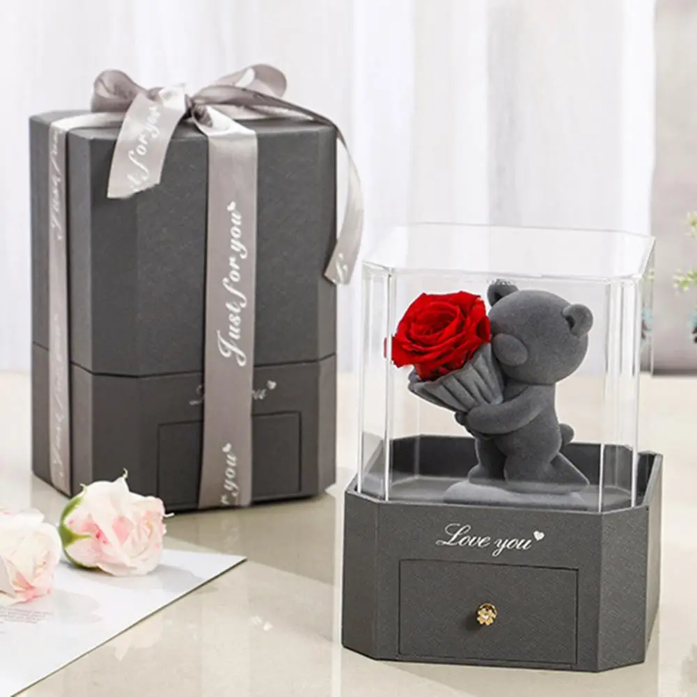 

Soap Flower Rose Gift Box Elegant Infinity Jewelry Box For Girlfriend Wife Christmas Valentine's Day Anniversary Gift Wedding ﻿
