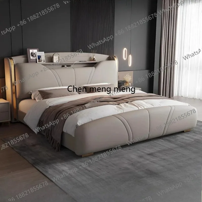 E136 180x200cm new queen bed frame Double bed king size luxury twin full bed Composite leather wooden headboard bedroom furnitur view 2