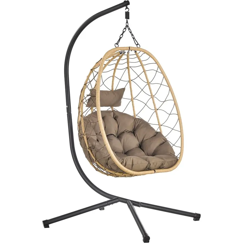 

Hanging Swing Chair with Stand and Cushions, Perfect for Patio, Garden, Balcony, or Bedroom