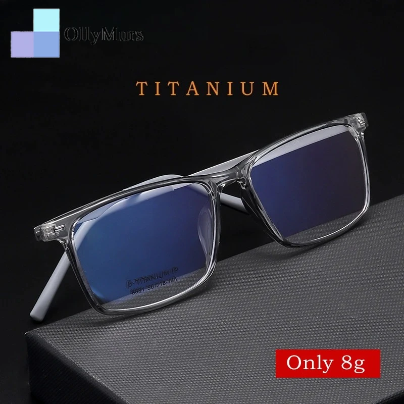 레트로 순수 티타늄 안경 비즈니스 패션 TR90 블랙 편안한 사각형 컴퓨터 근시 광학 안경 프레임 남자 8881