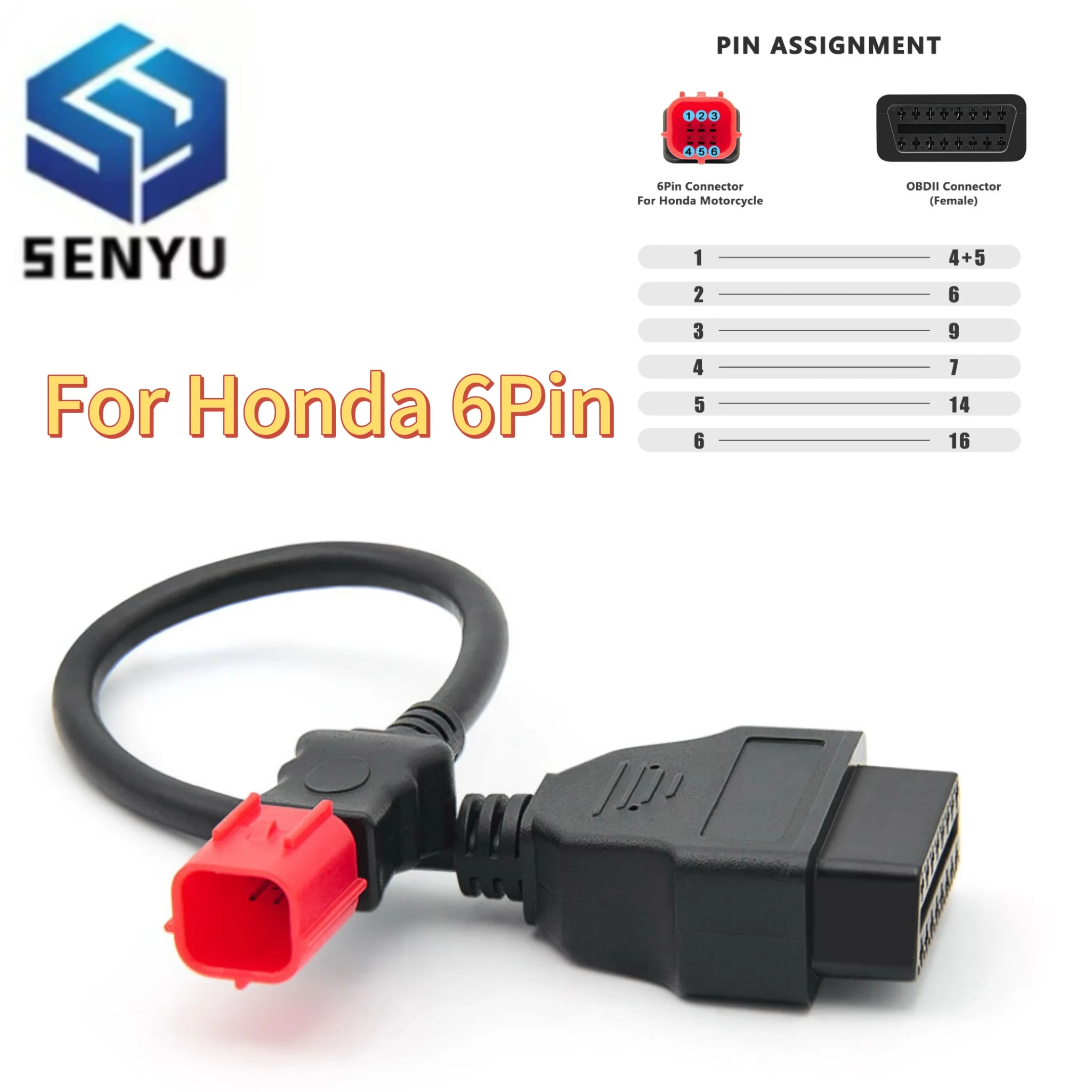 For Honda 6Pin Motorcycle OBD2 Cable 6 Pin to OBD2 16Pin Adapter Plug Cable Diagnostic Cable OBD 2 Extension Cable Car Tool