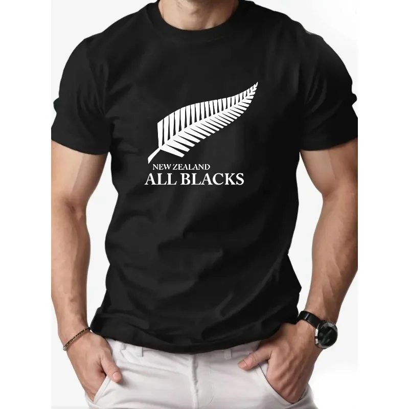 Men T Shirt Cotton NEW BLACKS Silver Fern Print Summer Round Neck Breathable Short Sleeve Rugby Fans Casual Tee 2026 Spring New