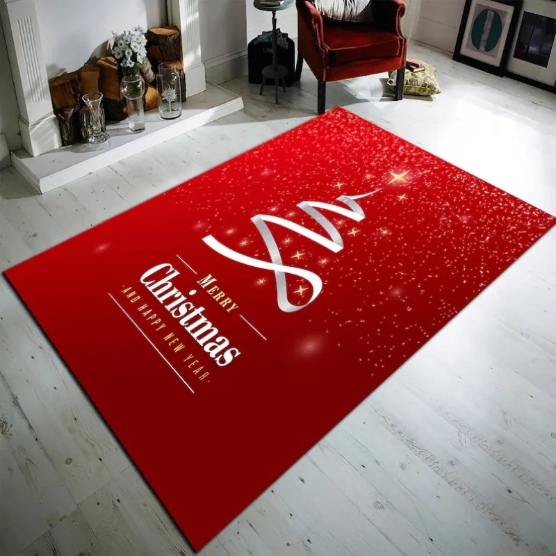 

Santa Claus Christmas Tree Elk Area Rug,Carpet Rug for Living Room Bedroom Sofa Doormat Christmas Decoration,Non-slip Floor Mat