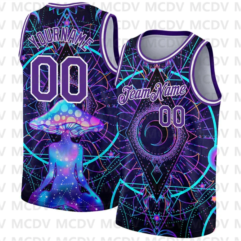 Custom Black Pink 3D Pattern Design Magic Mushrooms Psychedelic Hallucination Authentic Basketball Jersey