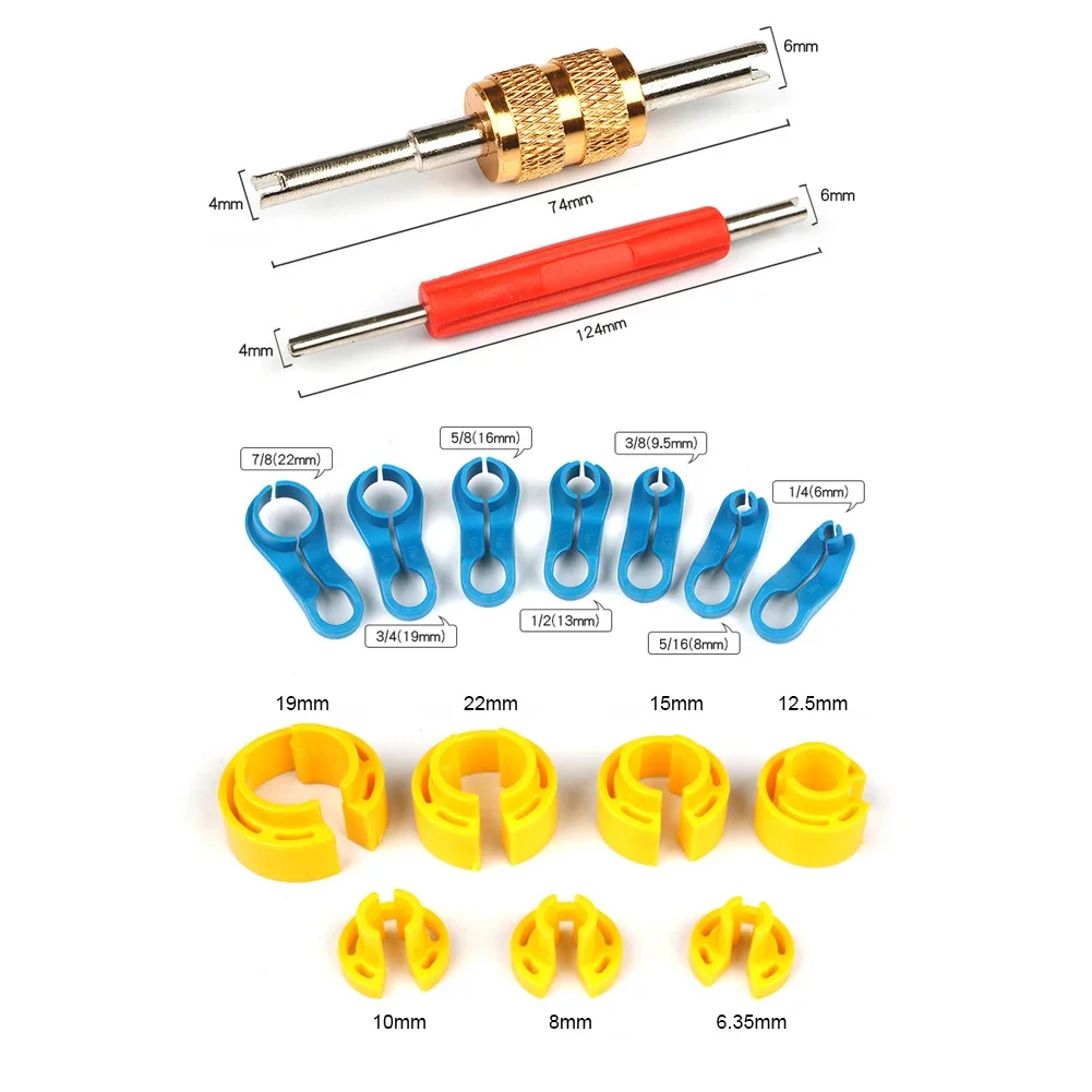 Air Conditioning Valve Core Quick Connector Fuel Line Quick Disconnect AC Fluorine Pipe Removal Tool Set Replacement Tools