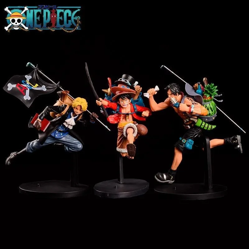 

22cm Anime One Piece New World Luffy Ace Sabo Classic Combat Action Figure Collection Model Desktop Ornament Children's Toy Gift