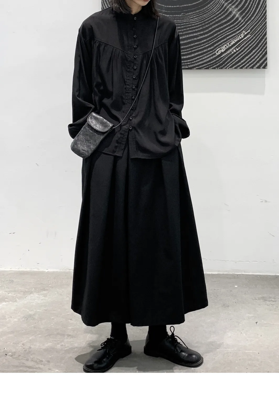Black Loose Wide Leg Cropped Pants For Women In Summer, Thin And Niche Design, Couple Skirt Pants