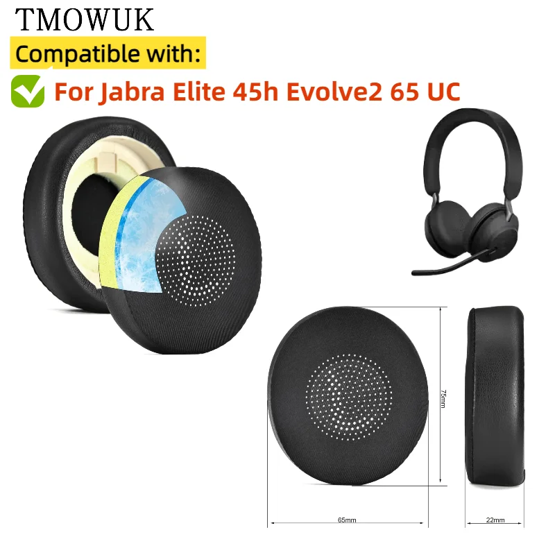 

Replacement Ear Pads for Jabra Elite 45h Evolve2 65 UC Headphones Memory Foam Ear Cushions High Quality