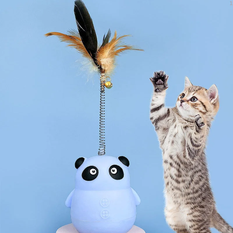 Pet Tumbler Leaking Food Ball Cat Toy Feather Teaser Cat Stick Kitten Puppy Dog Interactive Boredom Educational Toy