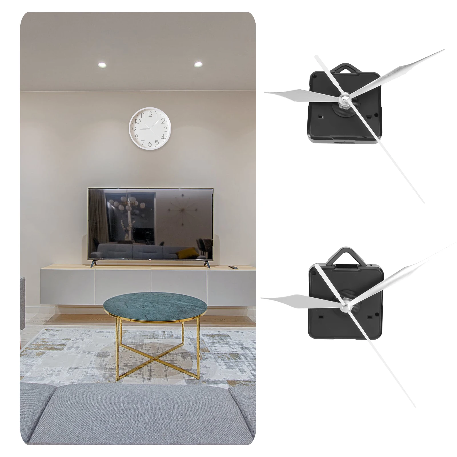 

OSALADI Silent Clock Movement Kit Replacement for Wall Powered Large White Brass Mechanism Accessory De Pared