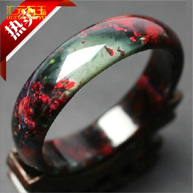 Vintage Ink Painting Style Plum , Peach Blossom , Xiuyu Jade Bracelet, Jadeite Jewelry Bangle