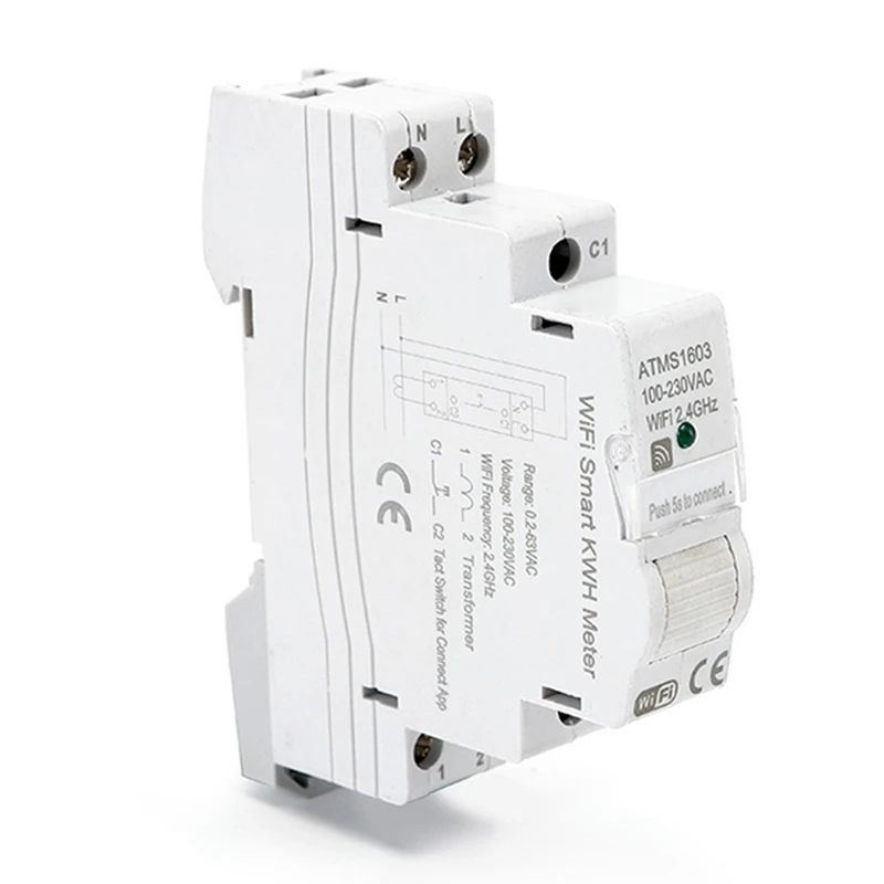 1 pezzo ATMS1603 Tuya monofase Wifi Smart Energy Meter guida Din misurazione precisa voltmetro amperometro potenza