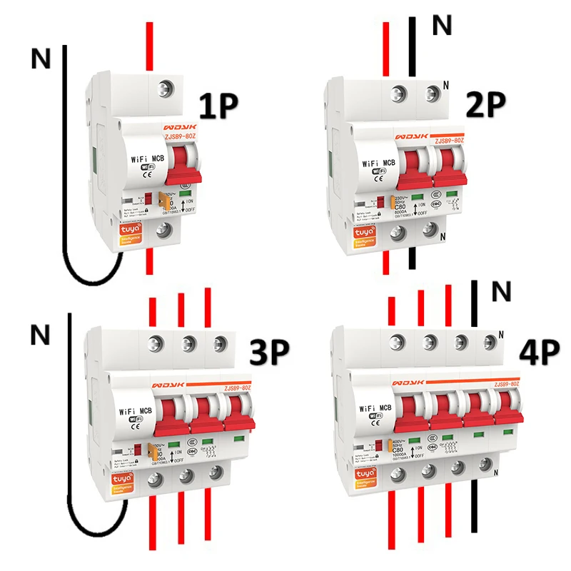 Smart Circuit Breaker 2P Automatic Switch Overload ShortCircuit Protection SmartThings Alexa Compatible MCB