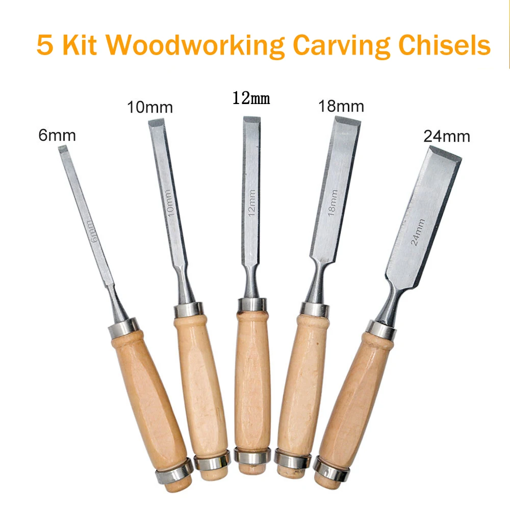 5pcs Wood Chisel Set Professional Wood Carving Chise Wood Chisels Multi Purpose DIY For Carpenters Carvers