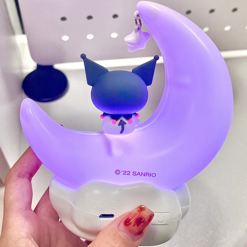 Sanrio Mond LED Licht Anime Kuromi Cinnamonroll Kawaii Zubehör Ornament Schönheit Schlafzimmer Nachtlicht Nachttischlampe Dekoration