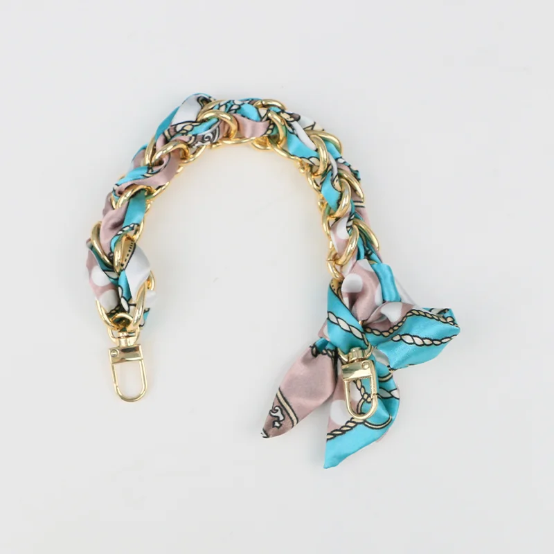 Suitable for round cake white cosmetic bag transformation silk scarf chain Ladies chain strap accessories