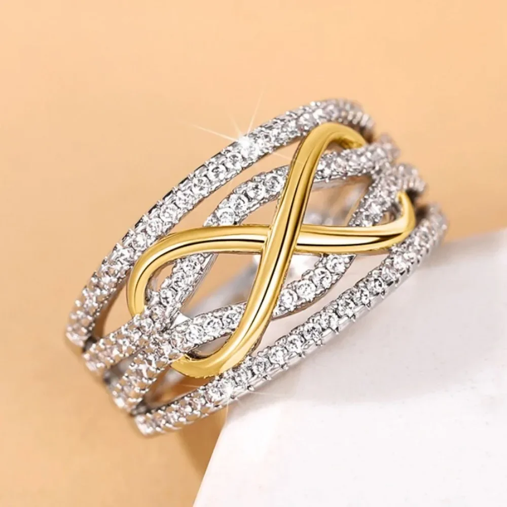 Silver Color Hollow Metal Rhinestone Shiny Ring for Women Girls Wedding Romantic Party Jewelry Anillo Acero Inoxidable Mujer 반지