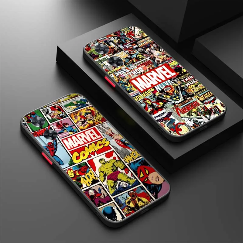 

Marvel Comic Patterns For OPPO Find X3 X5 Lite Pro A98 A94 A93 A78 A79 A76 A58 A57 5G Frosted Translucent Phone Case