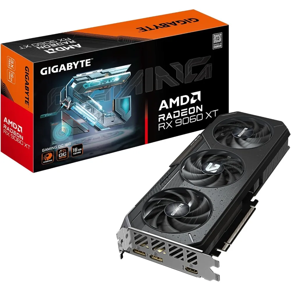بطاقة رسومات Radeon RX 9060 XT Gaming OC 16G، PCIe 5.0، 16GB GDDR6، GV-R9060XTGAMING OC-16GD بطاقة فيديو