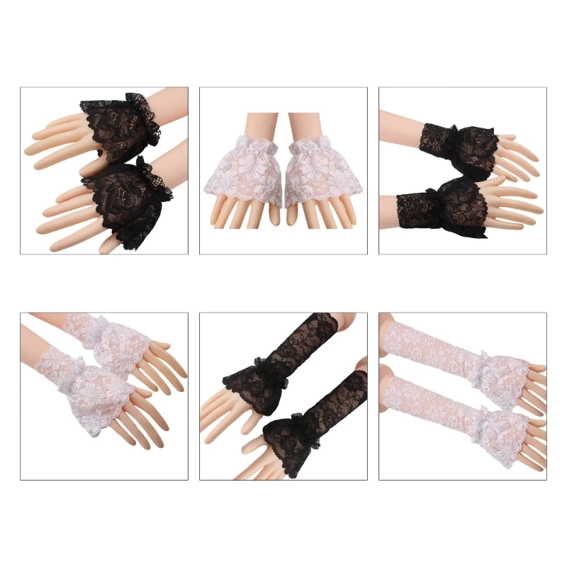 New Shirt Sweater Hollow Out Flared Fake Sleeve Wrist Cuffs Lace Pattern Decorative Sleeves Woman Wrist Clothing Accessory