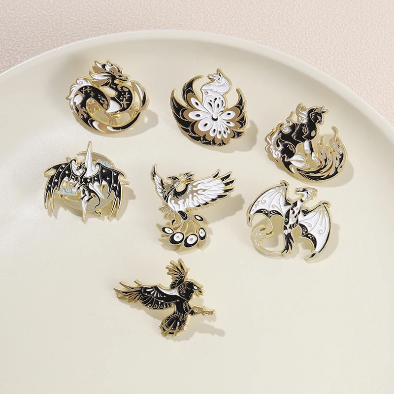 Vintage Dragon Birds Animals Brooch Pin Lapel Metal Gifts Backpack Hat Friends Brooch Badge Jewelry Accessories image 2
