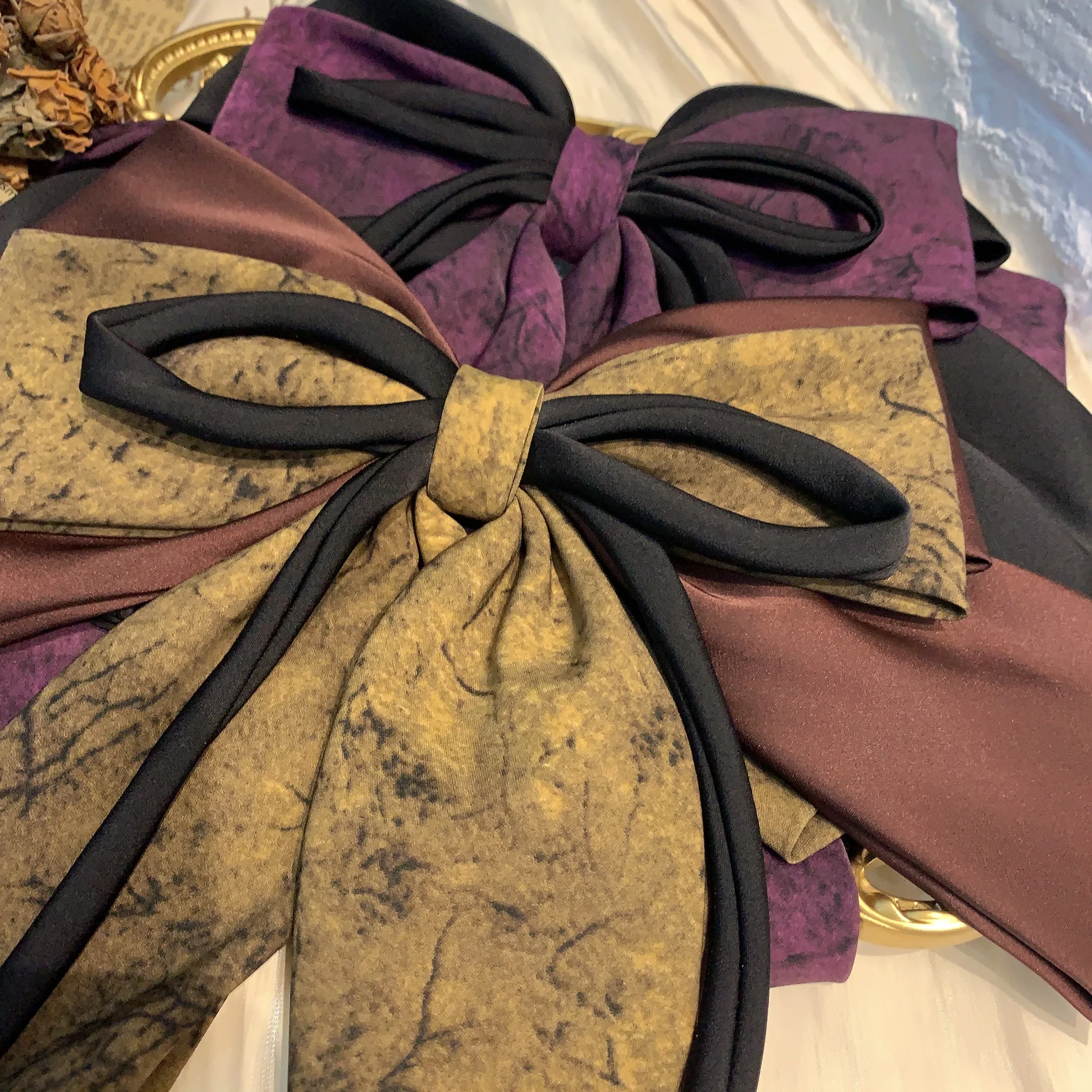 Fashionable Oversized Color Matching Satin Barrette Bow Hairpin For Woman Girls Handcrafted Creative Ribbon Hair Accessories