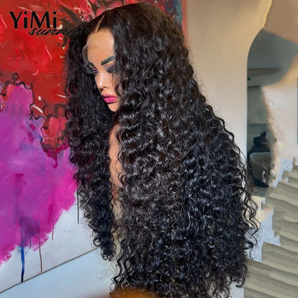 

Raw Burmese Curly Lace Front Human Hair Wigs For Woman Middle Part Virgin Mongolian 3B 4C Curl 4x4 Lace Closure Wig Yimisunny