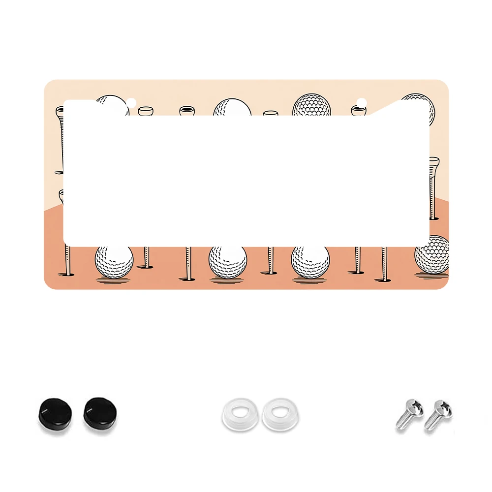 

1 шт. бежевый шарик для гольфа с 2 отверстиями, рамка номерного знака, алюминиевый материал, 6x12 дюймов с винтом, стандартный размер номерного знака США