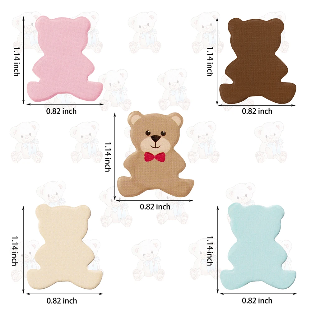 400Pcs Cute Bear Confetti Set Tie Bear Solid Color Paper Sprinkles Scatter Table Decorations for Baby Shower Gender Reveal