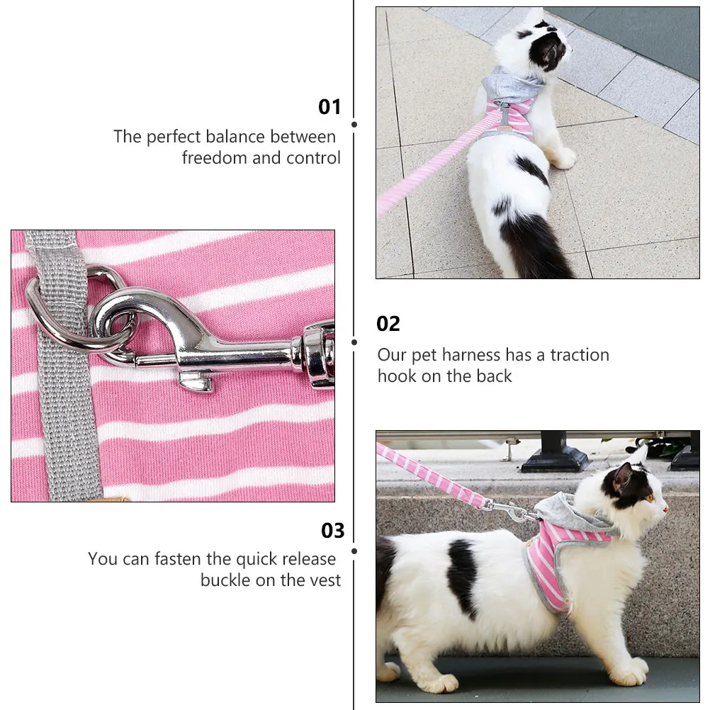 

Pure Cotton Cat Harness Vest for Daily Walk Jogging Training Pet Supplies No Pull Leash Kitten Collars Summer Pet Sweater Cat