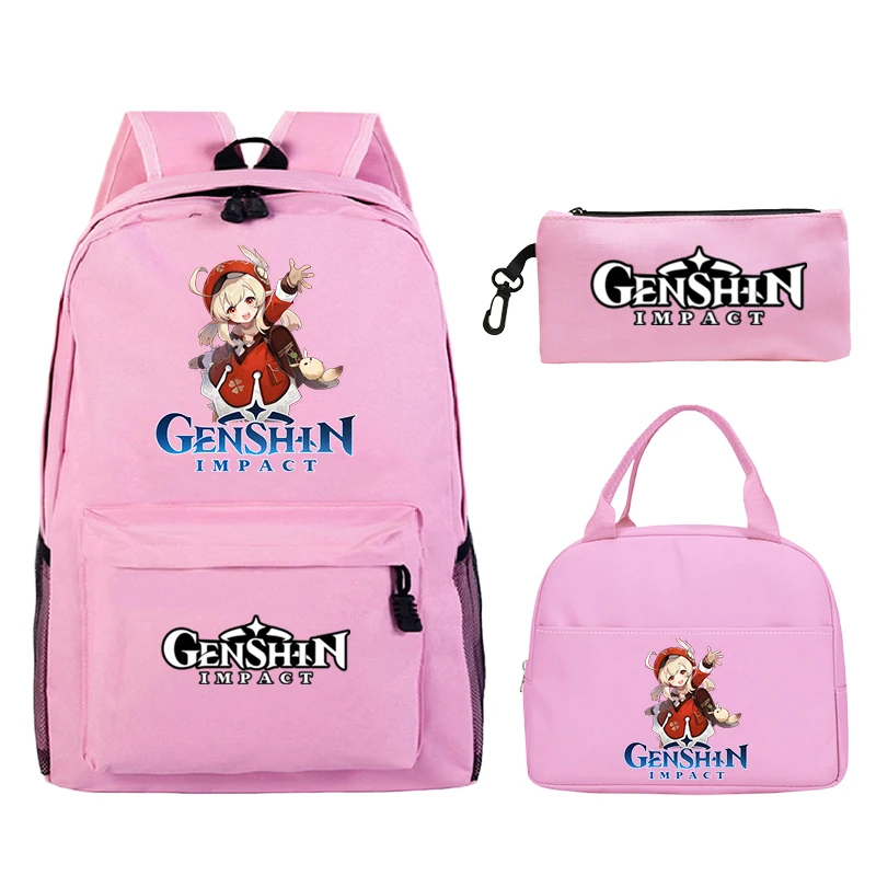 

Genshin Impact KLEE Backpack With Lunch Bag Pencil Case Set Lightweight Schoolbag Women Travel Rucksack Student Girls Backpack