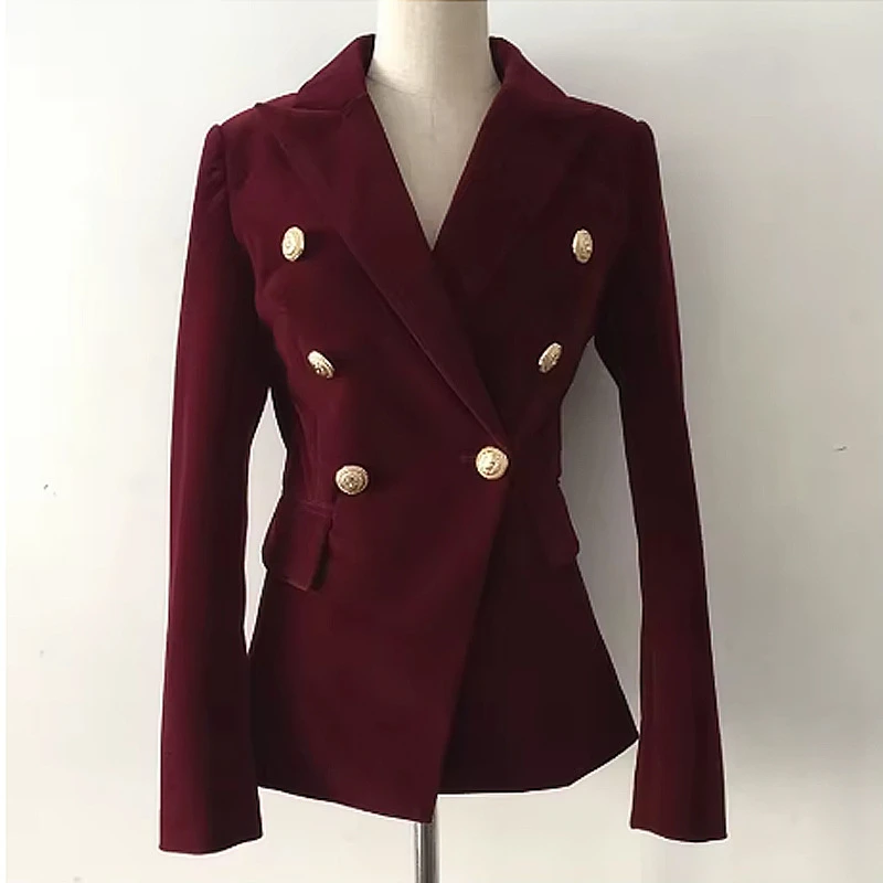 

Женский роскошный бархатный блейзер с двубортной застежкой и золотыми пуговицами, элегантный офисный пиджак, новинка 2026 года, модный повседневный и деловой блейзер