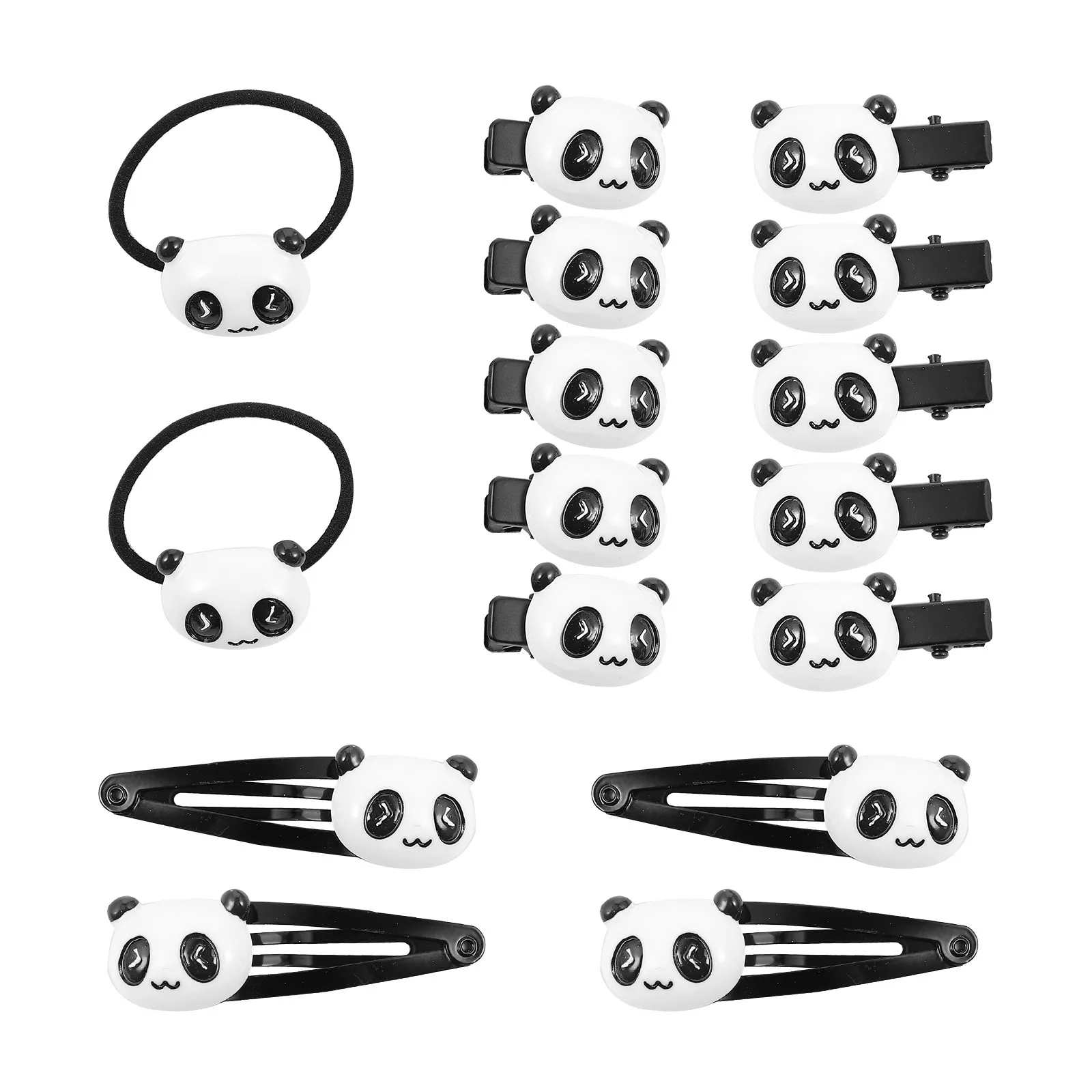 

16Pcs Resin Hair Ties and Clips Set Cute Panda Design Ponytail Holders for Women Daily Use Hair Accessories Collection