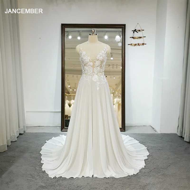 

Flash Sale Tiptop Dresses For Women 2024 Chiffon A-line Spaghetti Straps Backless Wedding Dress Zipper vestidos de novia boda