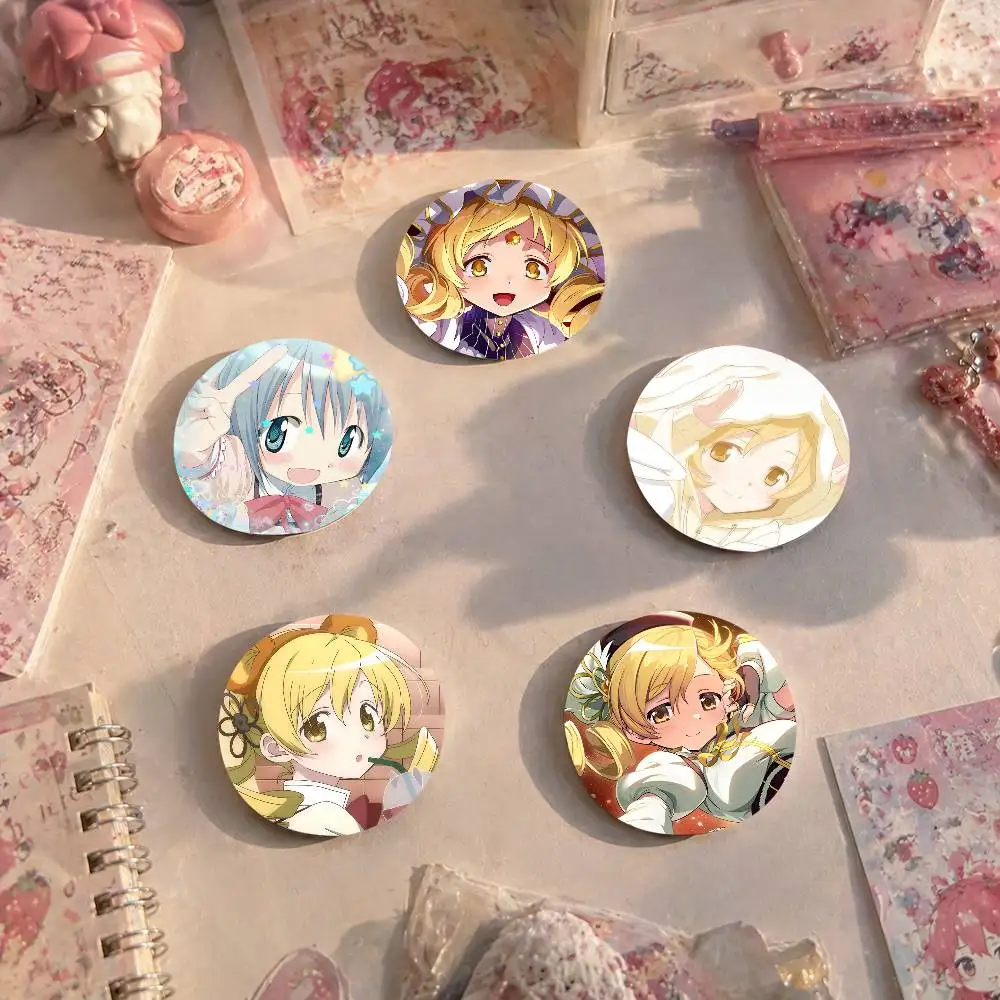 Puella Magi Madoka Magica Snap-in Pins Cartoon Character Round Creative Brooches For Backpack Accessories Jewelry Gifts