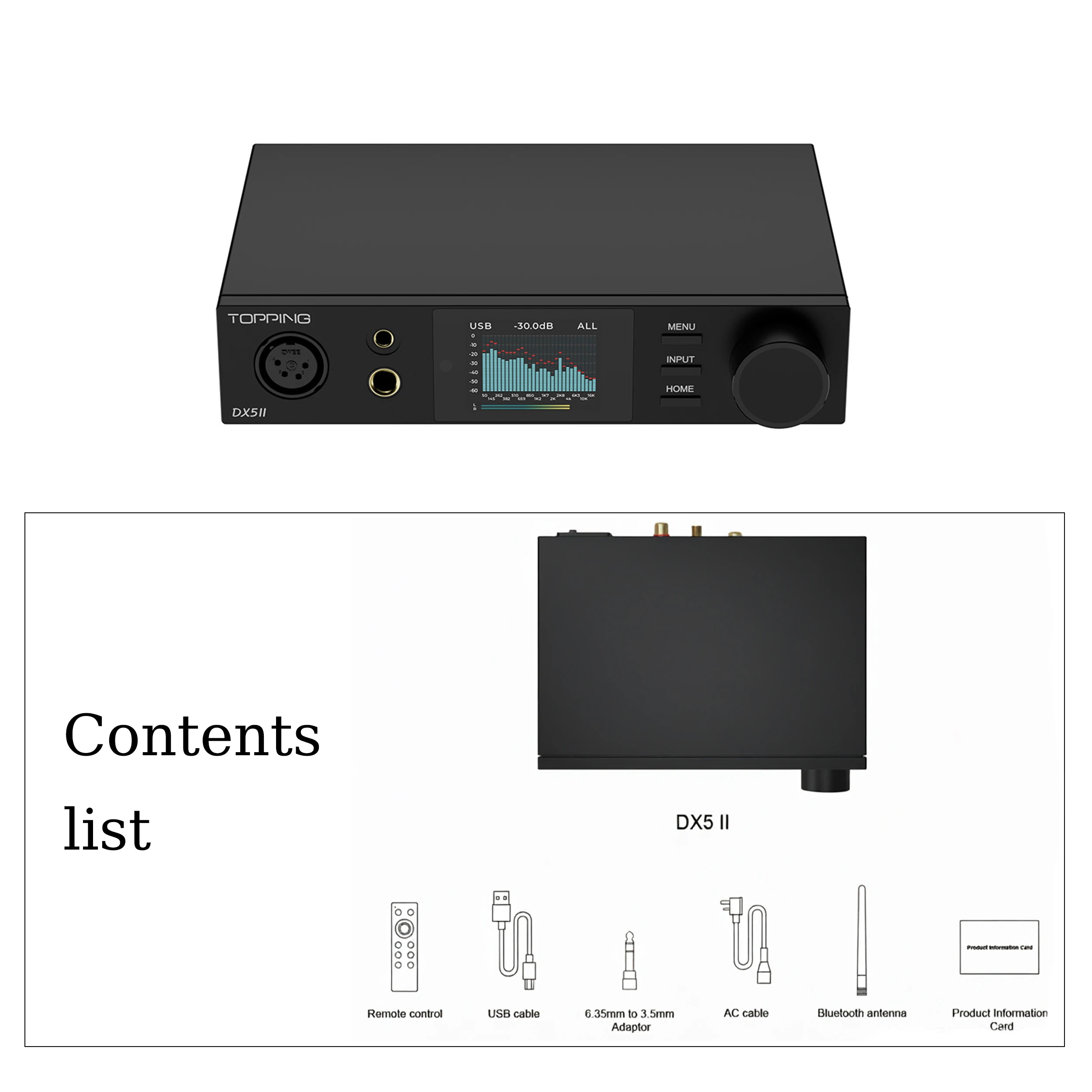 TOPPING DX5 II: hoogwaardige DAC en hoofdtelefoonversterker, dubbele ES9039Q2M X-Hybrid-versterker, 10-bands PEQ, LD.