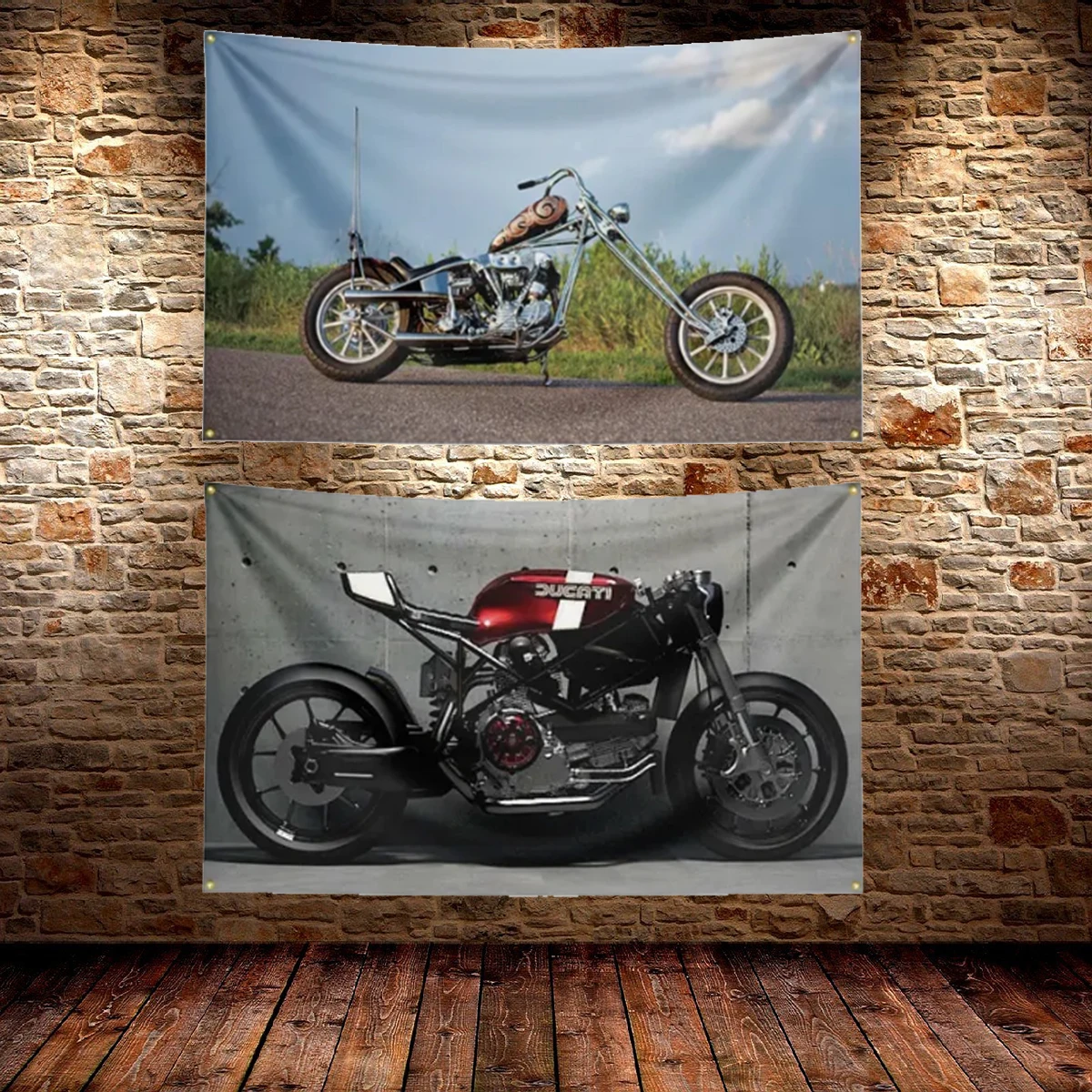 90X150CM Motorcycle On The Way Flag Banner Motorcyclist Art Vintage Poster Wall Sign Dark Motor Car Man Garage Pub Club Bar view 2