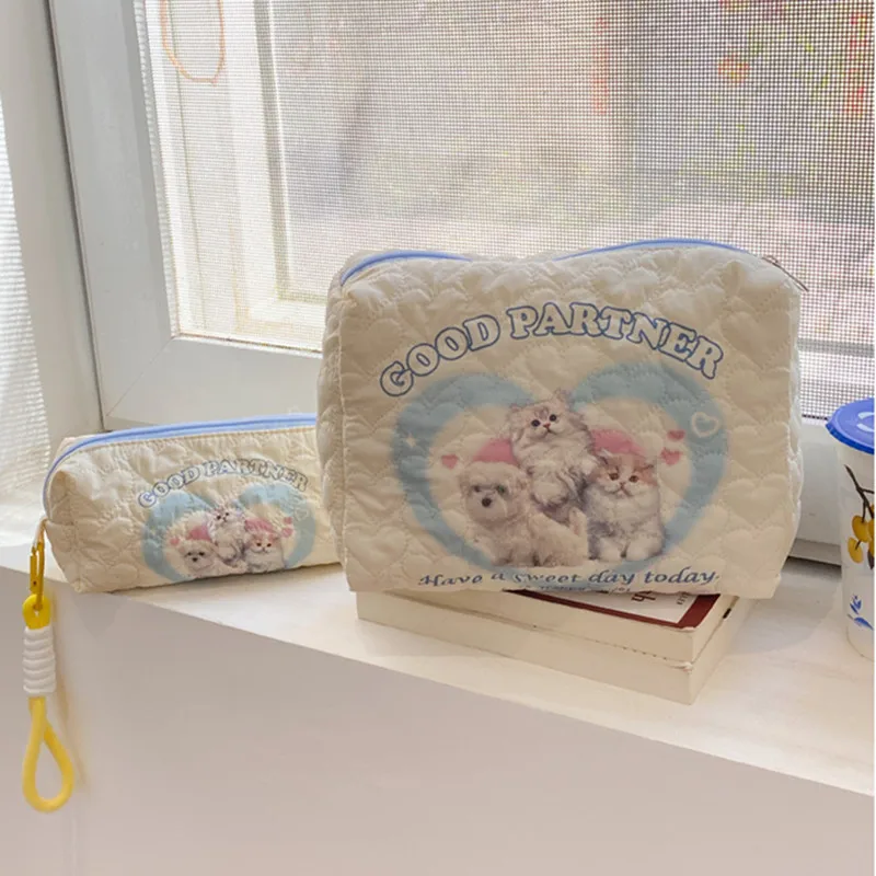 Lovely Cat Pencil Case Kawaii Real Shot Cat Puppy Stationery Pencil Bag High Capacity Scrapbook Cosmetics Storage Bag Student